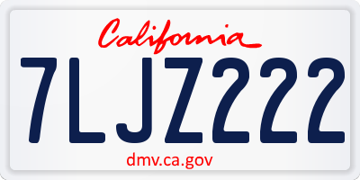 CA license plate 7LJZ222