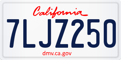 CA license plate 7LJZ250