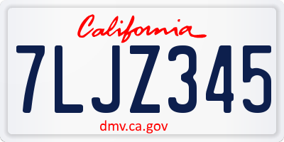 CA license plate 7LJZ345