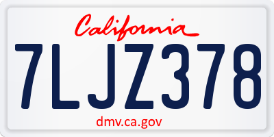 CA license plate 7LJZ378
