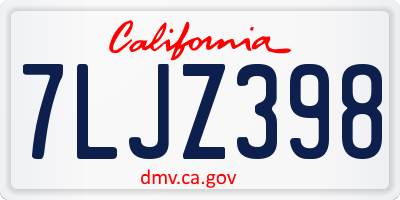 CA license plate 7LJZ398