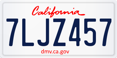 CA license plate 7LJZ457