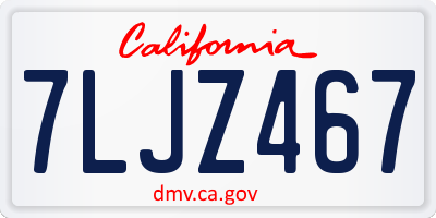 CA license plate 7LJZ467