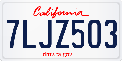 CA license plate 7LJZ503