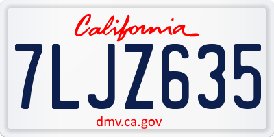 CA license plate 7LJZ635