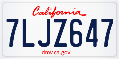CA license plate 7LJZ647