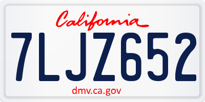 CA license plate 7LJZ652