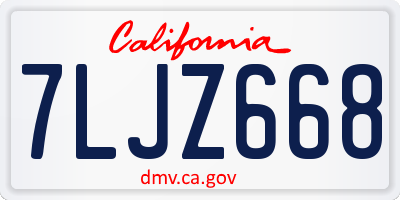 CA license plate 7LJZ668