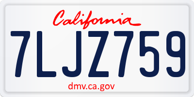 CA license plate 7LJZ759