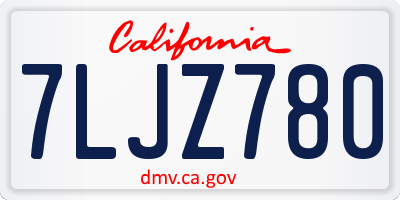 CA license plate 7LJZ780