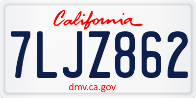 CA license plate 7LJZ862