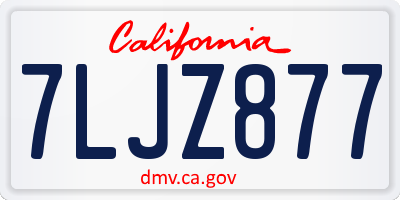 CA license plate 7LJZ877