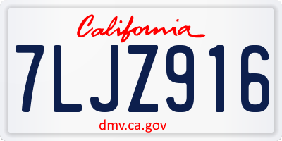 CA license plate 7LJZ916