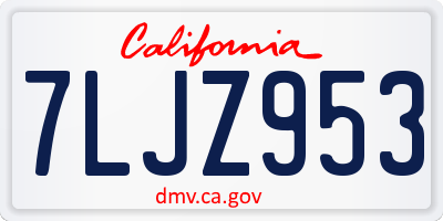 CA license plate 7LJZ953