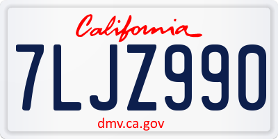 CA license plate 7LJZ990