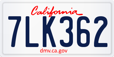 CA license plate 7LK362