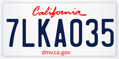 CA license plate 7LKA035