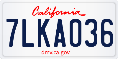 CA license plate 7LKA036
