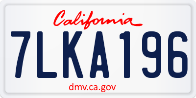CA license plate 7LKA196