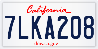 CA license plate 7LKA208