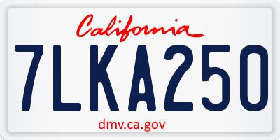 CA license plate 7LKA250