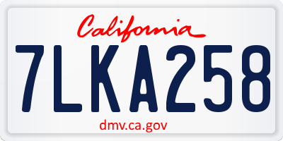 CA license plate 7LKA258