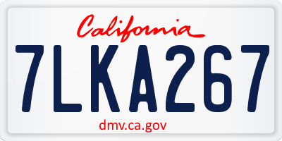 CA license plate 7LKA267