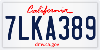 CA license plate 7LKA389