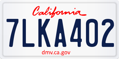 CA license plate 7LKA402
