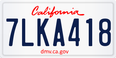 CA license plate 7LKA418
