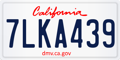 CA license plate 7LKA439