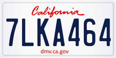 CA license plate 7LKA464