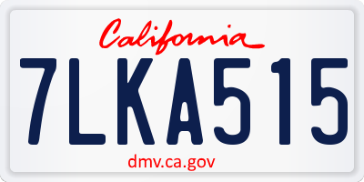 CA license plate 7LKA515