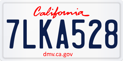 CA license plate 7LKA528