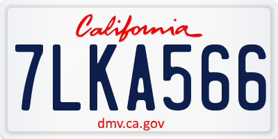 CA license plate 7LKA566