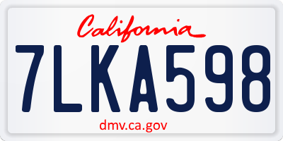 CA license plate 7LKA598