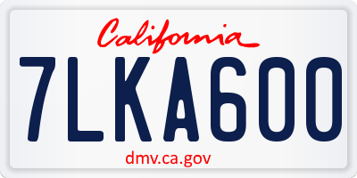 CA license plate 7LKA600