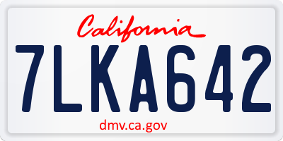 CA license plate 7LKA642