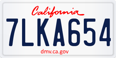 CA license plate 7LKA654