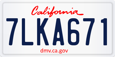 CA license plate 7LKA671