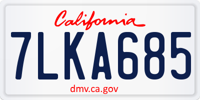 CA license plate 7LKA685