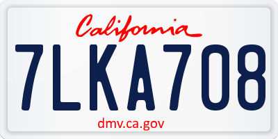 CA license plate 7LKA708