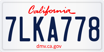 CA license plate 7LKA778