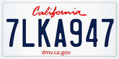 CA license plate 7LKA947