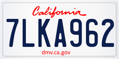 CA license plate 7LKA962