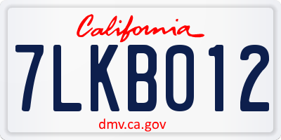 CA license plate 7LKB012