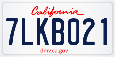 CA license plate 7LKB021