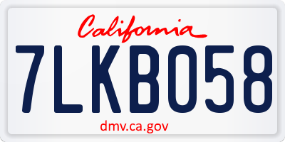CA license plate 7LKB058