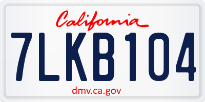 CA license plate 7LKB104
