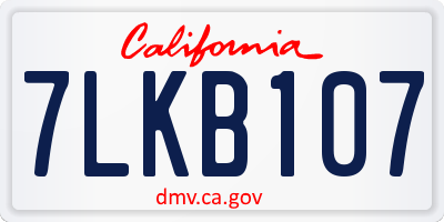 CA license plate 7LKB107